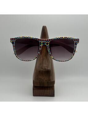 A.J. Morgan Multicolor Patterned Square Sunglasses Cream Interior
